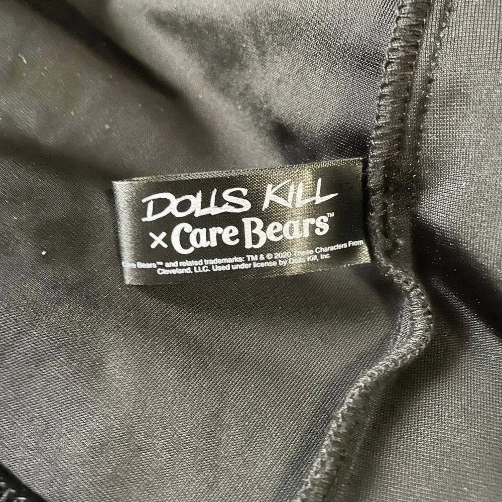 Dolls Kill X CARE BEARS XL Love You Forever Black Velvet Babydoll Dress - Picture 14 of 14